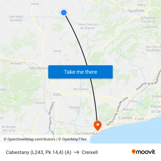 Cabestany (L243, Pk 14,4) (A) to Creixell map