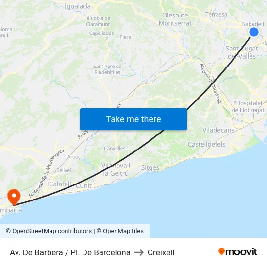 Av. De Barberà / Pl. De Barcelona to Creixell map