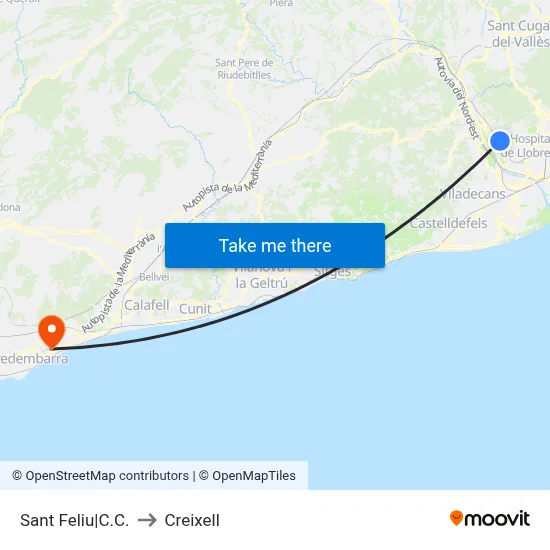 Sant Feliu|C.C. to Creixell map