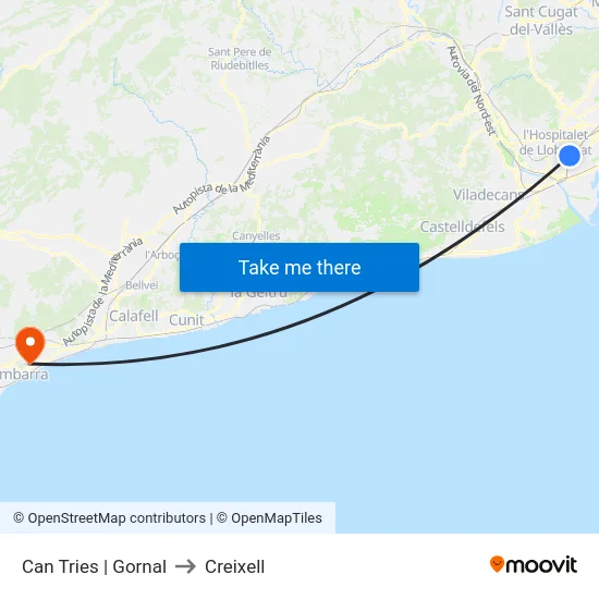 Can Tries | Gornal to Creixell map