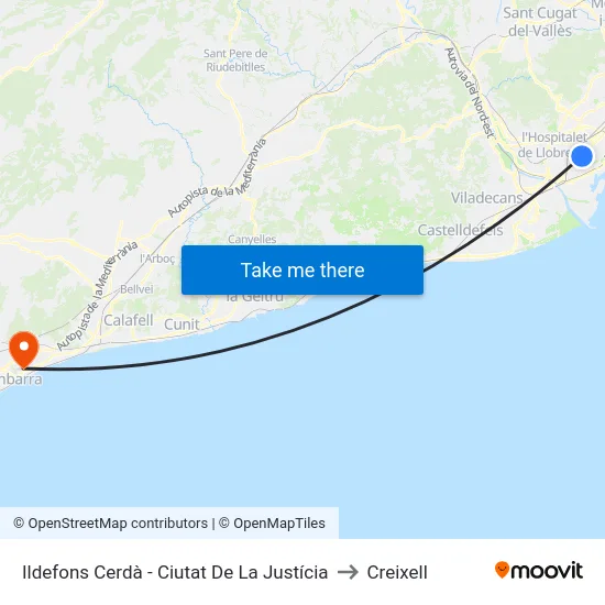 Ildefons Cerdà - Ciutat De La Justícia to Creixell map