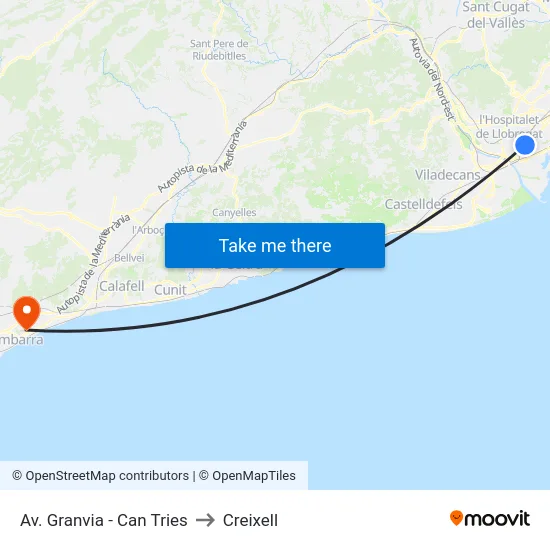 Av. Granvia - Can Tries to Creixell map
