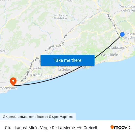 Ctra. Laureà Miró - Verge De La Mercè to Creixell map
