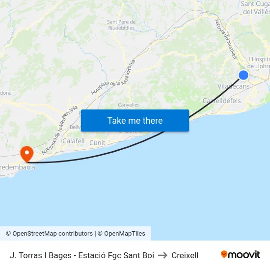 J. Torras I Bages - Estació Fgc Sant Boi to Creixell map