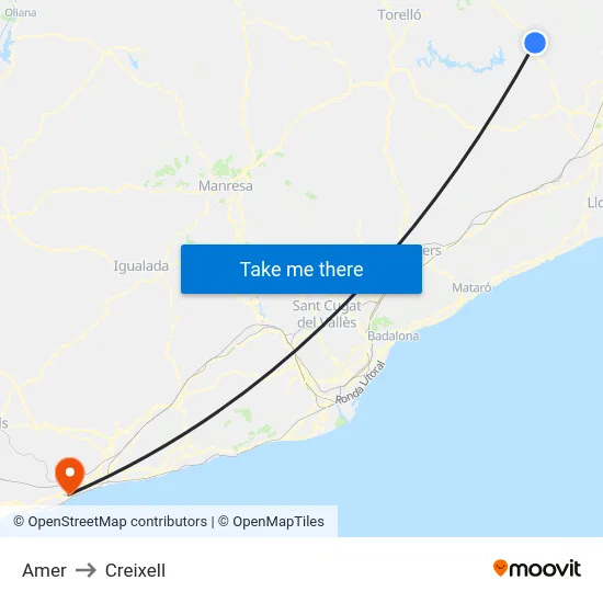Amer to Creixell map