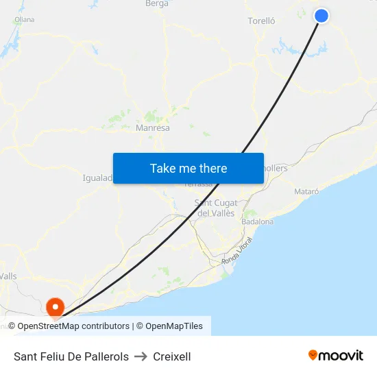 Sant Feliu De Pallerols to Creixell map