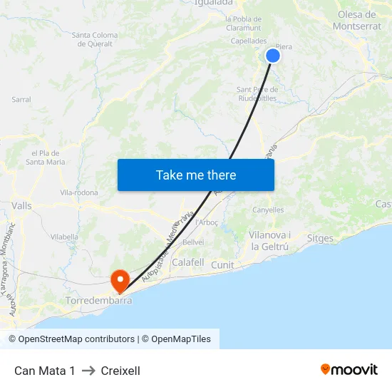 Can Mata 1 to Creixell map