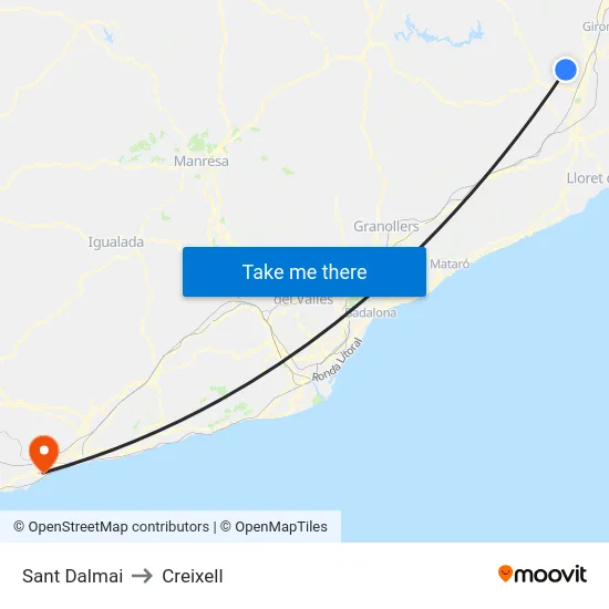 Sant Dalmai to Creixell map