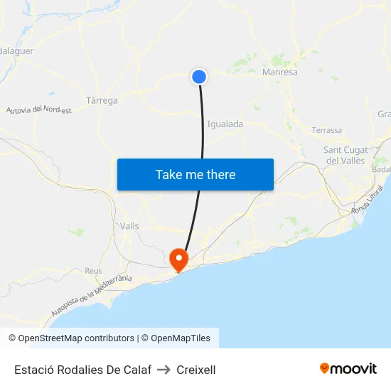 Estació Rodalies De Calaf to Creixell map