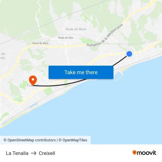 La Tenalla to Creixell map