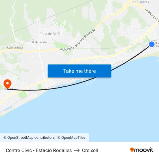 Centre Cívic - Estació Rodalies to Creixell map
