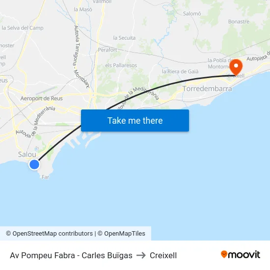 Av Pompeu Fabra - Carles Buïgas to Creixell map