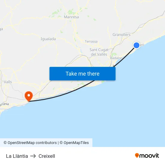 La Llàntia to Creixell map