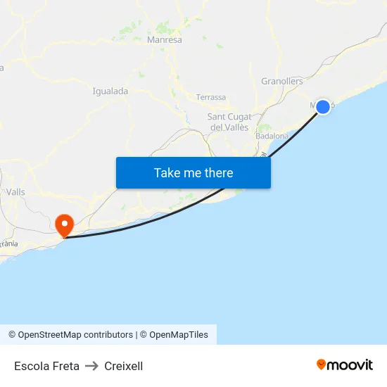 Escola Freta to Creixell map