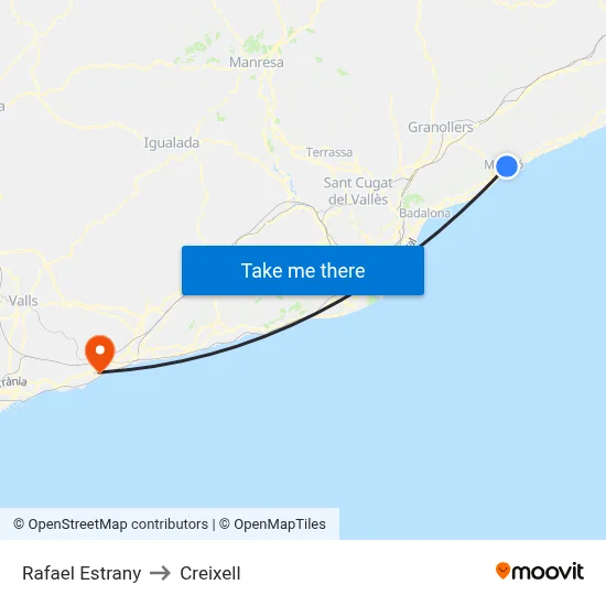 Rafael Estrany to Creixell map