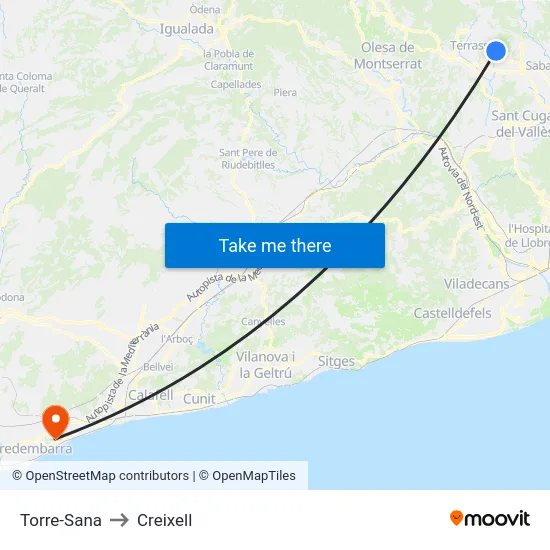 Torre-Sana to Creixell map