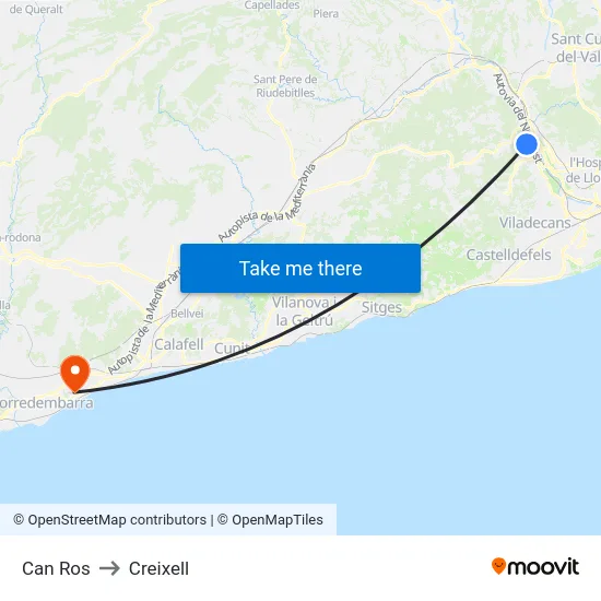 Can Ros to Creixell map