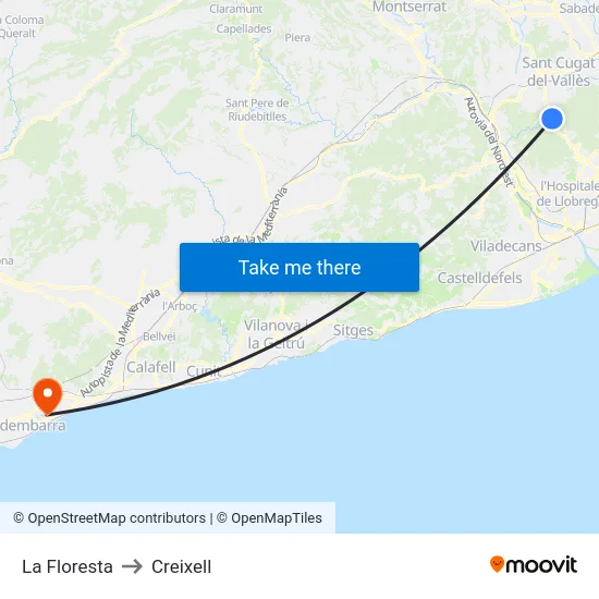 La Floresta to Creixell map