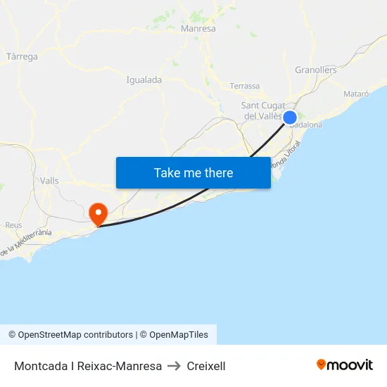 Montcada I Reixac-Manresa to Creixell map