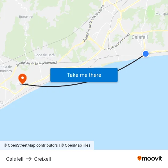 Calafell to Creixell map