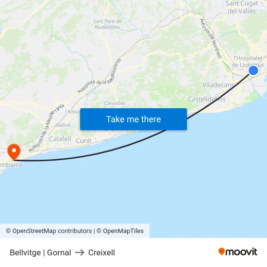 Bellvitge | Gornal to Creixell map
