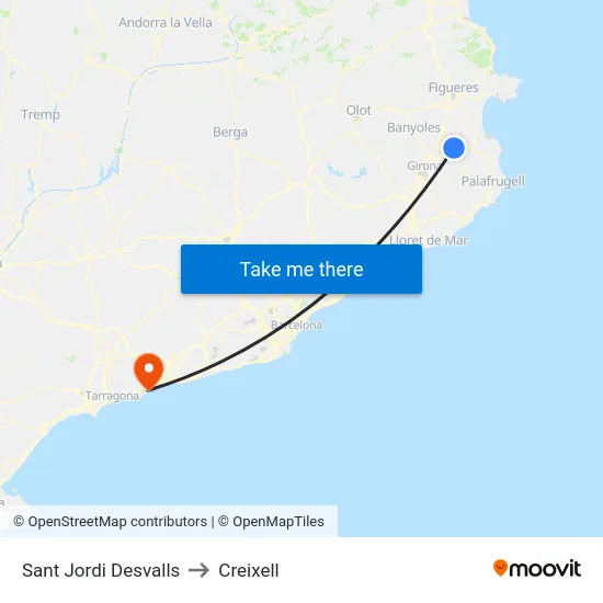 Sant Jordi Desvalls to Creixell map