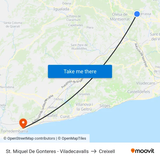 St. Miquel De Gonteres - Viladecavalls to Creixell map