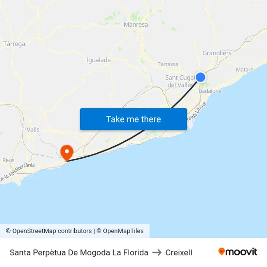 Santa Perpètua De Mogoda La Florida to Creixell map