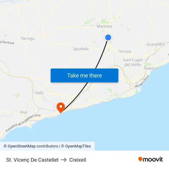 St. Vicenç De Castellet to Creixell map