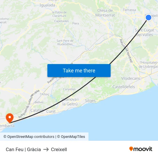 Can Feu | Gràcia to Creixell map