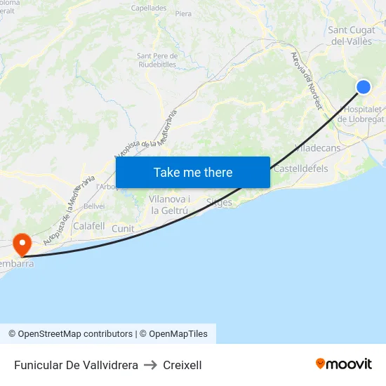 Funicular De Vallvidrera to Creixell map
