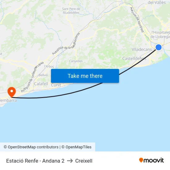 Estació Renfe - Andana 2 to Creixell map