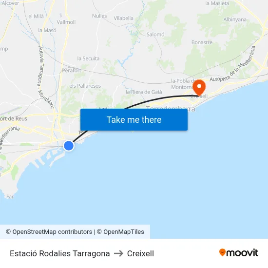 Estació Rodalies Tarragona to Creixell map