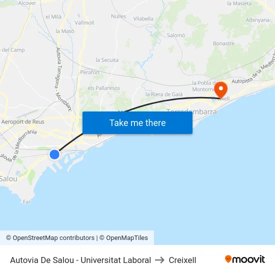 Autovia De Salou - Universitat Laboral to Creixell map
