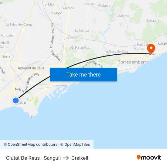 Ciutat De Reus - Sanguli to Creixell map