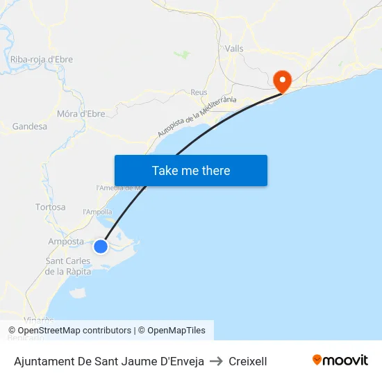 Ajuntament De Sant Jaume D'Enveja to Creixell map