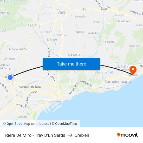 Riera De Miró - Trav D'En Sardà to Creixell map