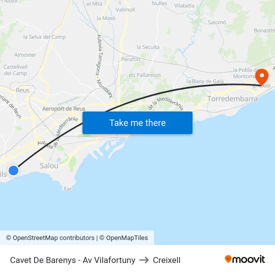 Cavet De Barenys - Av Vilafortuny to Creixell map