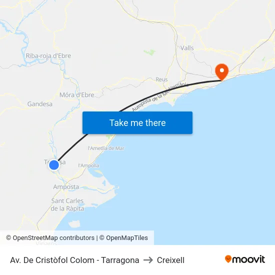 Av. De Cristòfol Colom - Tarragona to Creixell map