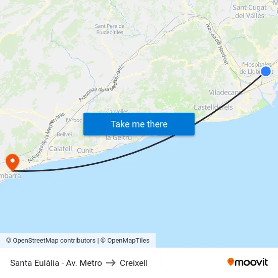 Santa Eulàlia - Av. Metro to Creixell map