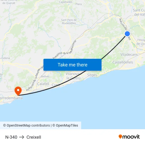 N-340 to Creixell map