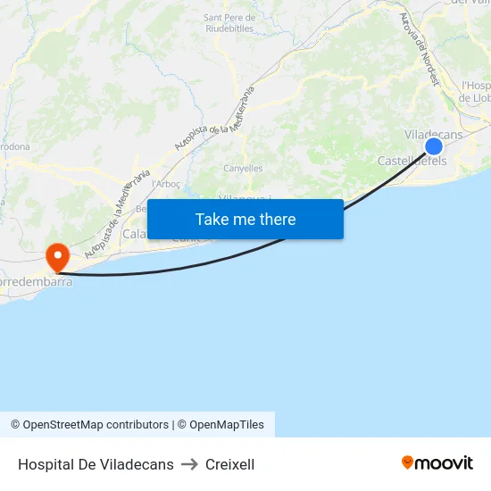 Hospital De Viladecans to Creixell map