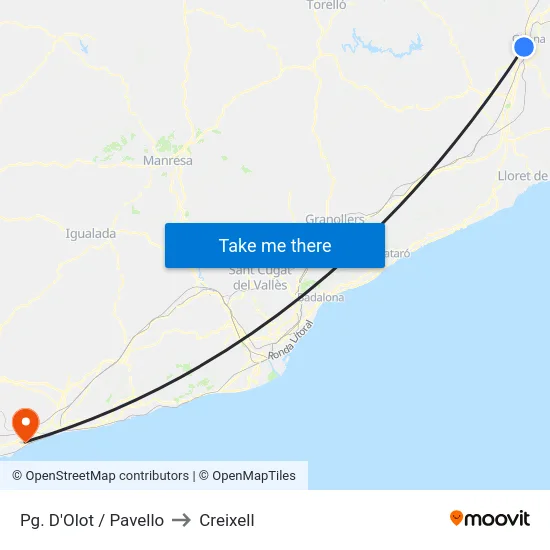 Pg. D'Olot / Pavello to Creixell map