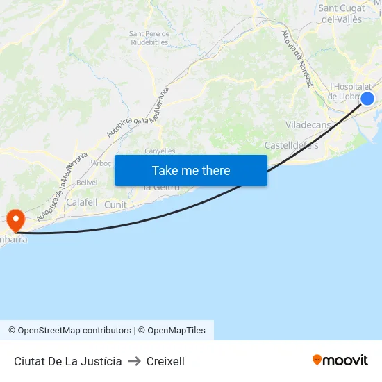 Ciutat De La Justícia to Creixell map