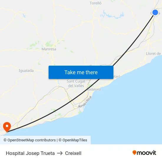 Hospital Josep Trueta to Creixell map