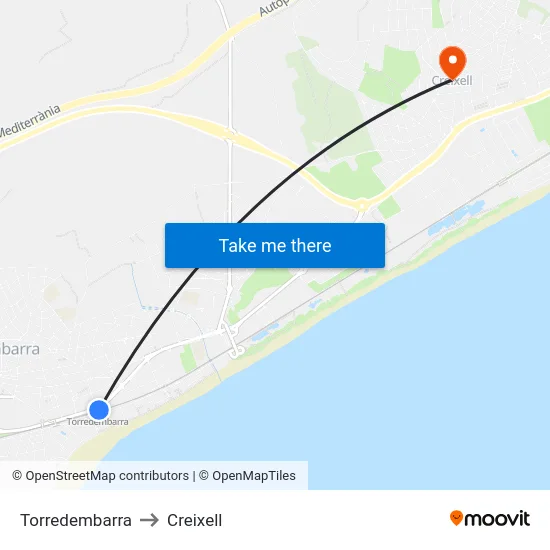Torredembarra to Creixell map