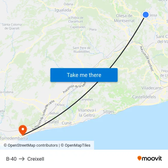 B-40 to Creixell map