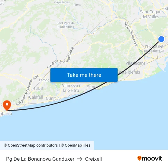 Pg De La Bonanova-Ganduxer to Creixell map