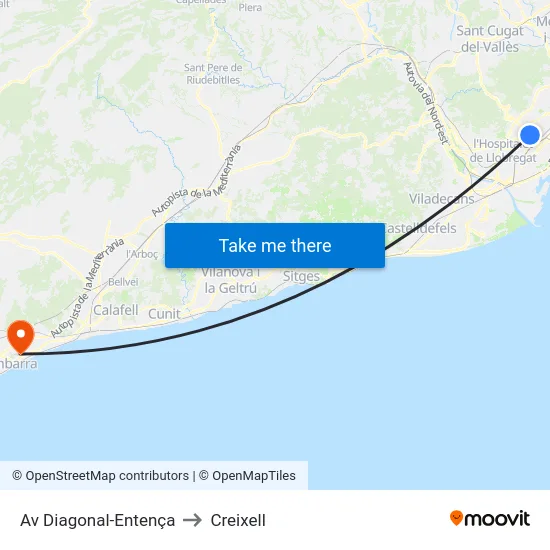 Av Diagonal-Entença to Creixell map