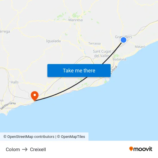 Colom to Creixell map